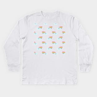 Kawaii Cute Rainbow Pattern Kids Long Sleeve T-Shirt